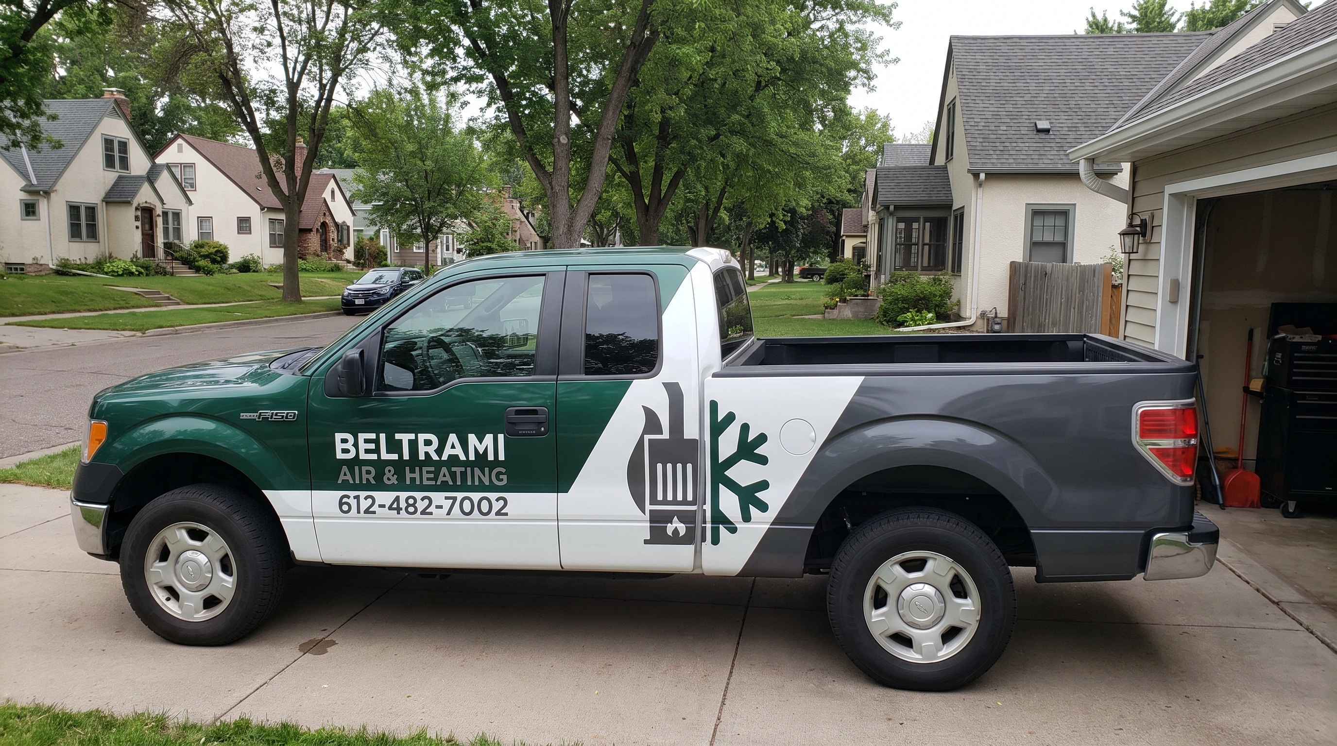 Beltrami Air & Heating technician servicing a residential HVAC system in Minneapolis